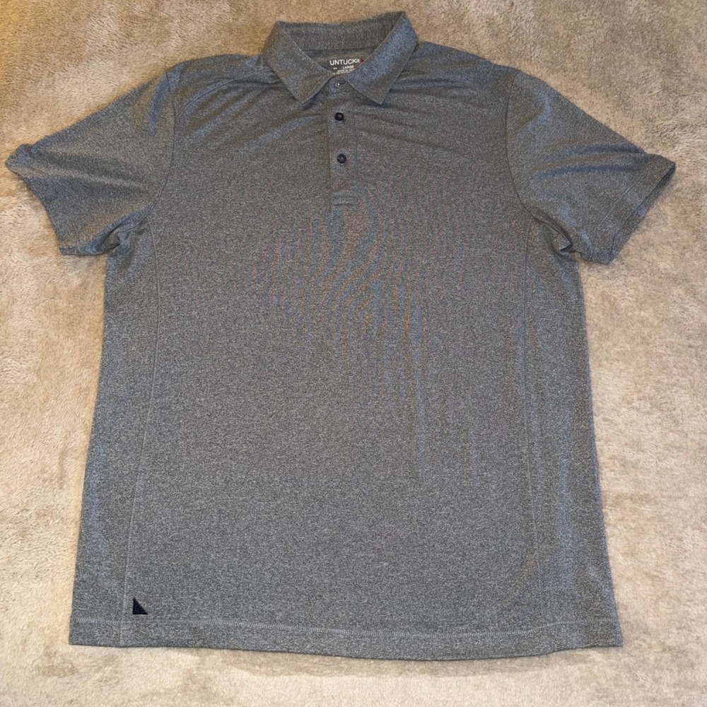 UNTUCKit Clavidor Performance Polo Shirt Mens Large Gray Heather Short Sleeve
